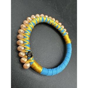 Sankalpa Bangle Bracelet. Aqua, Yellow, Peach Beads. New Without Tags.